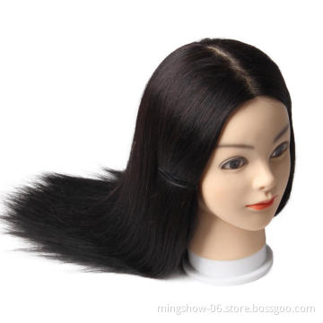 Human Hair Mannequin Head with 30% Mixed Real Hair  Cosmetology Practice Hairdressing Doll Women Head